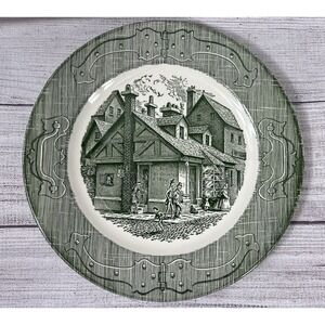 The Old Curiosity Shop Vintage 10" Dinner Plate Royal USA Green Transferware